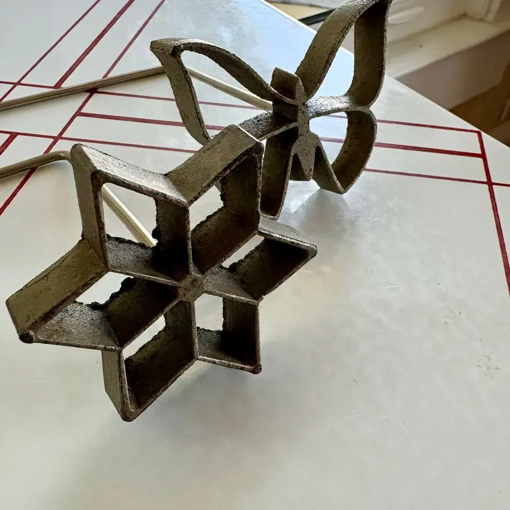 Vintage Rosette Iron Set Star & Butterfly Swedish Cookie Waffle Mold